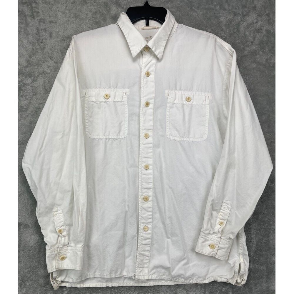 Tommy Bahama Men's Shirt Button Long Sleeve Off-White Large Deep Blues Sea Club‎